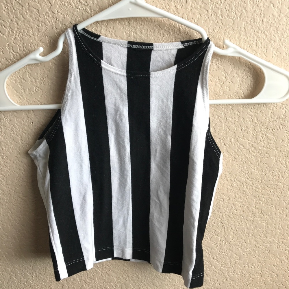 NWOT American Apparel Stripe High Neck Crop Top